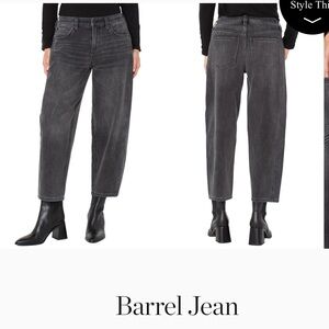 Women's washed black Barrel Jeans